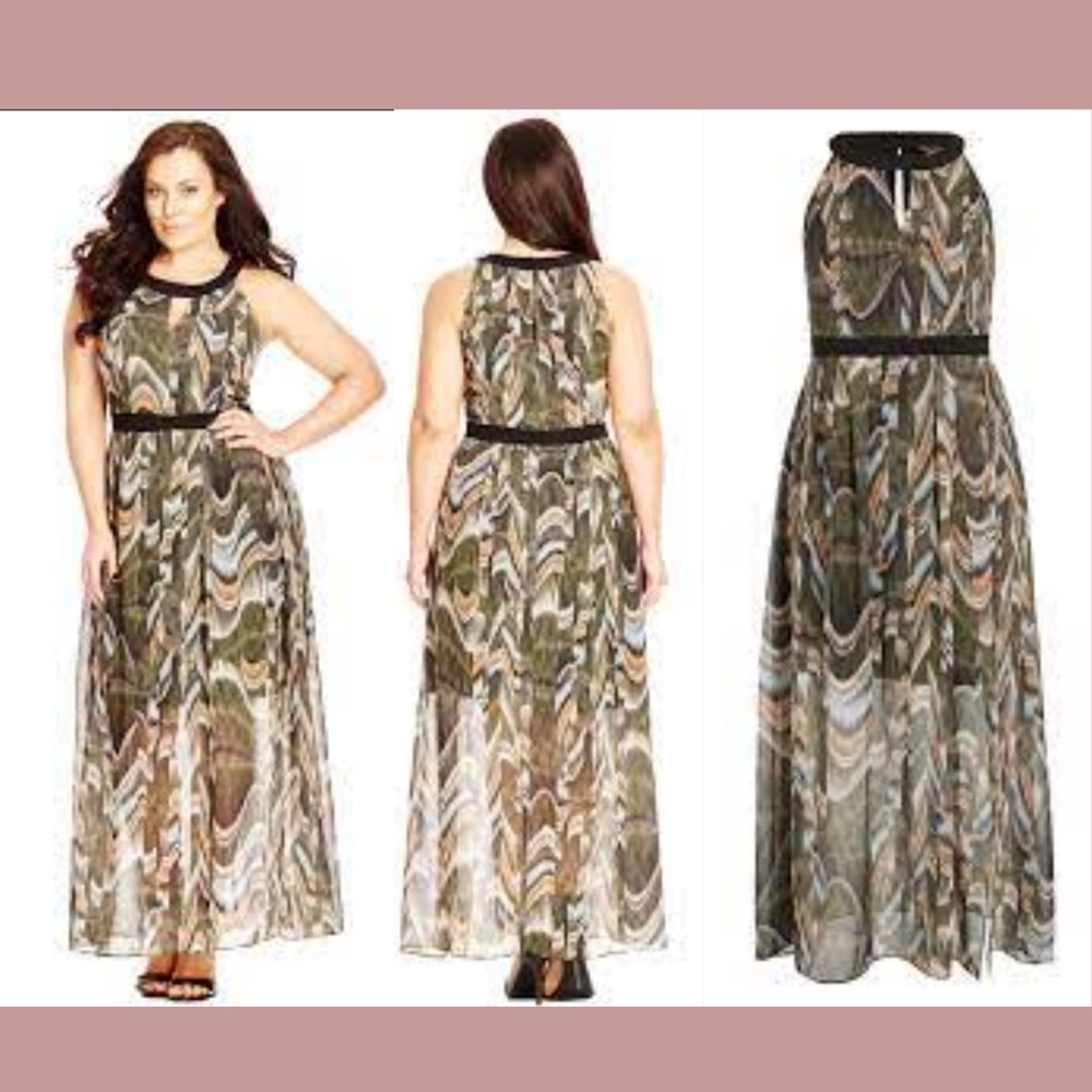 NEW‎ City Chic Halter Keyhole Chiffon Maxi Gown [ L / 20 ]